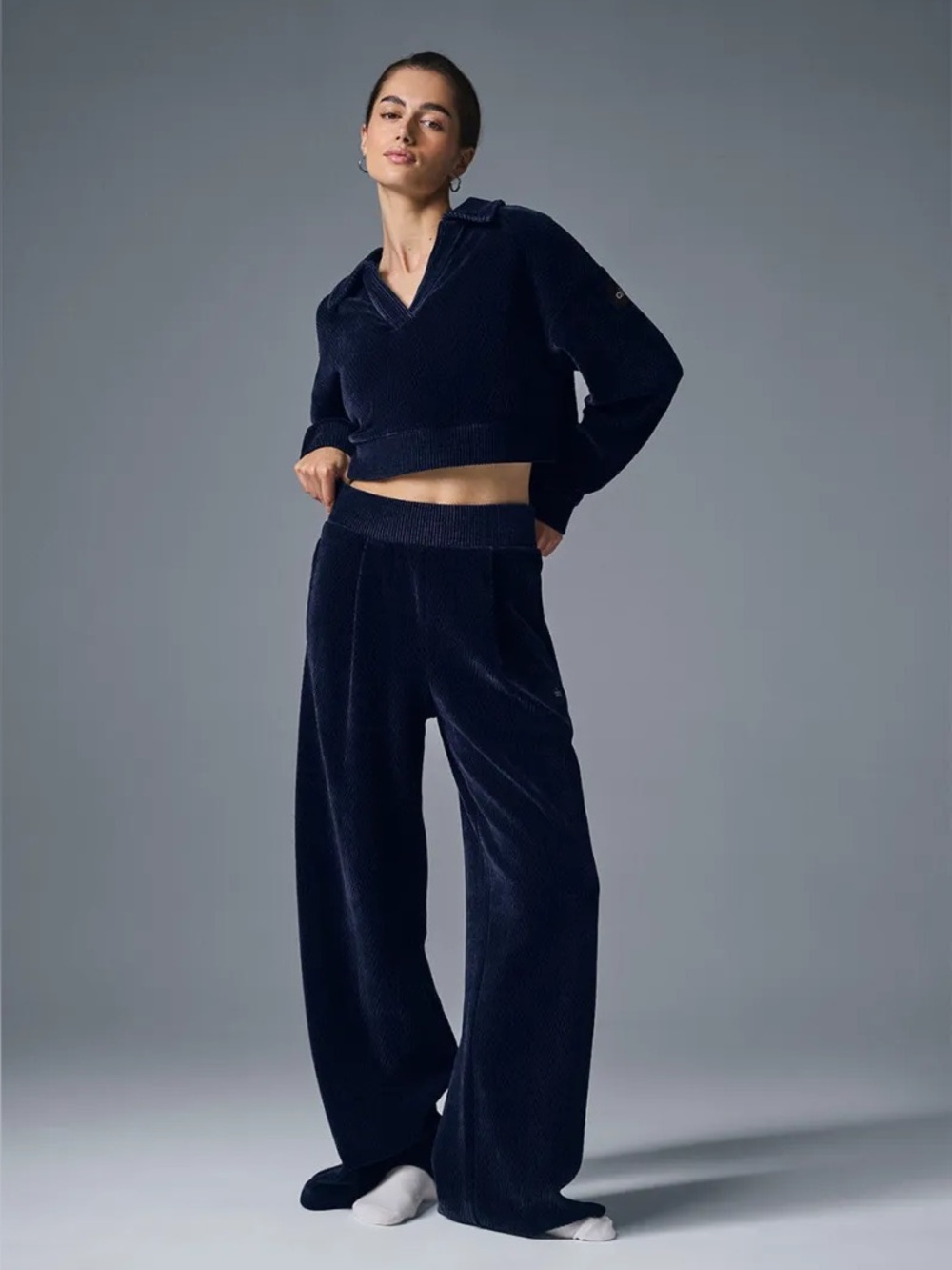 Alo Yoga High-Waist Cozy Day Wide Leg Pant - Navy